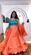 PC 512 Chinon With Embroidery Thread Work Gown Wholesale Clothing Suppliers In India